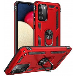 Tech Armor Ring Stand Grip Case with Metal Plate for Samsung Galaxy A02S (Red)